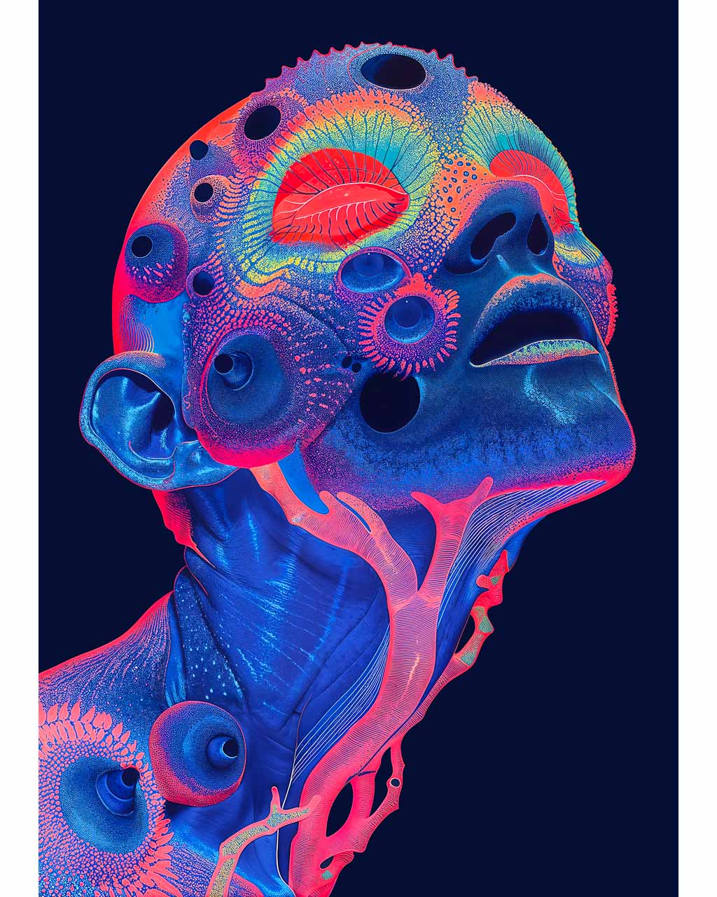Psychedelic man looking up
